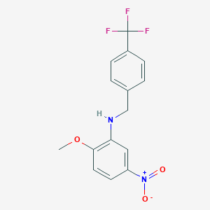 molecular formula C15H13F3N2O3 B405881 (2-Methoxy-5-nitro-phenyl)-(4-trifluoromethyl-benzyl)-amine CAS No. 5576-52-3