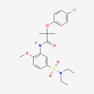 molecular formula C21H27ClN2O5S B4058841 2-(4-chlorophenoxy)-N-{5-[(diethylamino)sulfonyl]-2-methoxyphenyl}-2-methylpropanamide 