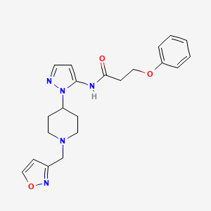 molecular formula C21H25N5O3 B4058878 N-{1-[1-(3-异恶唑基甲基)-4-哌啶基]-1H-吡唑-5-基}-3-苯氧基丙酰胺 
