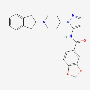 molecular formula C25H26N4O3 B4058915 N-{1-[1-(2,3-二氢-1H-茚-2-基)-4-哌啶基]-1H-吡唑-5-基}-1,3-苯二氧杂环-5-甲酰胺 