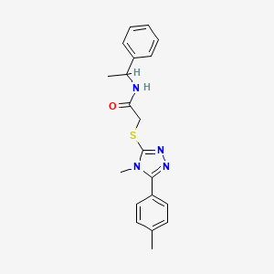 molecular formula C20H22N4OS B4058917 2-{[4-methyl-5-(4-methylphenyl)-4H-1,2,4-triazol-3-yl]thio}-N-(1-phenylethyl)acetamide 