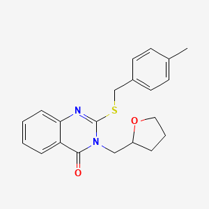 molecular formula C21H22N2O2S B4058924 2-[(4-methylbenzyl)thio]-3-(tetrahydro-2-furanylmethyl)-4(3H)-quinazolinone 