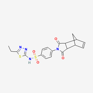 molecular formula C19H18N4O4S2 B4058933 4-(3,5-dioxo-4-azatricyclo[5.2.1.0~2,6~]dec-8-en-4-yl)-N-(5-ethyl-1,3,4-thiadiazol-2-yl)benzenesulfonamide 