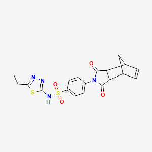 molecular formula C19H18N4O4S2 B4058933 4-(3,5-二氧代-4-氮杂三环[5.2.1.0~2,6~]癸-8-烯-4-基)-N-(5-乙基-1,3,4-噻二唑-2-基)苯磺酰胺 