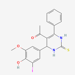 molecular formula C19H17IN2O3S B4058958 1-[4-(4-hydroxy-3-iodo-5-methoxyphenyl)-6-phenyl-2-thioxo-1,2,3,4-tetrahydro-5-pyrimidinyl]ethanone 