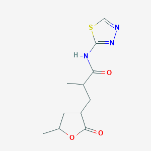 molecular formula C11H15N3O3S B4058966 2-methyl-3-(5-methyl-2-oxotetrahydro-3-furanyl)-N-1,3,4-thiadiazol-2-ylpropanamide 