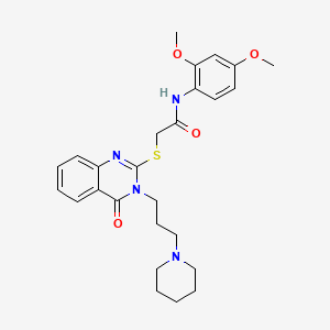 molecular formula C26H32N4O4S B4058972 N-(2,4-dimethoxyphenyl)-2-({4-oxo-3-[3-(1-piperidinyl)propyl]-3,4-dihydro-2-quinazolinyl}thio)acetamide 