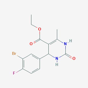 molecular formula C14H14BrFN2O3 B405898 Ethyl 4-(3-bromo-4-fluorophenyl)-6-methyl-2-oxo-1,2,3,4-tetrahydropyrimidine-5-carboxylate CAS No. 312632-07-8