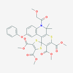 molecular formula C33H31NO11S3 B405902 Tetramethyl 6'-(methoxyacetyl)-5',5'-dimethyl-9'-phenoxy-5',6'-dihydrospiro[1,3-dithiole-2,1'-thiopyrano[2,3-c]quinoline]-2',3',4,5-tetracarboxylate 
