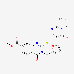 molecular formula C24H18N4O5S B4059030 methyl 3-(2-furylmethyl)-4-oxo-2-{[(4-oxo-4H-pyrido[1,2-a]pyrimidin-2-yl)methyl]thio}-3,4-dihydro-7-quinazolinecarboxylate 