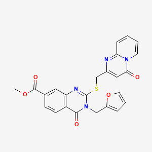 molecular formula C24H18N4O5S B4059030 3-(2-呋喃甲基)-4-氧代-2-{[(4-氧代-4H-吡啶并[1,2-a]嘧啶-2-基)甲基]硫代}-3,4-二氢-7-喹唑啉甲酸甲酯 