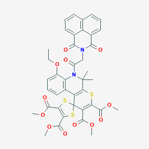 molecular formula C40H34N2O12S3 B405909 tetramethyl 6'-[(1,3-dioxo-1H-benzo[de]isoquinolin-2(3H)-yl)acetyl]-7'-ethoxy-5',5'-dimethyl-5',6'-dihydrospiro[1,3-dithiole-2,1'-thiopyrano[2,3-c]quinoline]-2',3',4,5-tetracarboxylate 