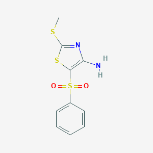 molecular formula C10H10N2O2S3 B040591 4-Amino-2-methylthio-5-(phenylsulfonyl)thiazole CAS No. 117420-80-1
