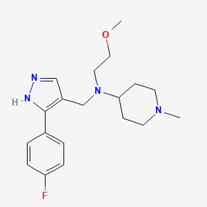 molecular formula C19H27FN4O B4059125 N-{[3-(4-氟苯基)-1H-吡唑-4-基]甲基}-N-(2-甲氧基乙基)-1-甲基哌啶-4-胺 