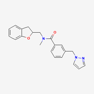 molecular formula C21H21N3O2 B4059136 N-(2,3-二氢-1-苯并呋喃-2-基甲基)-N-甲基-3-(1H-吡唑-1-基甲基)苯甲酰胺 