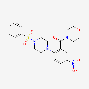 molecular formula C21H24N4O6S B4059156 4-{5-nitro-2-[4-(phenylsulfonyl)-1-piperazinyl]benzoyl}morpholine 