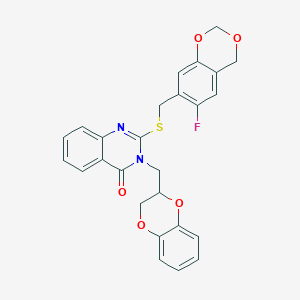 molecular formula C26H21FN2O5S B4059157 3-(2,3-二氢-1,4-苯并二氧杂环-2-基甲基)-2-{[(6-氟-4H-1,3-苯并二氧杂环-7-基)甲基]硫代}-4(3H)-喹唑啉酮 