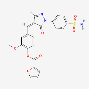 molecular formula C23H19N3O7S B4059161 4-({1-[4-(氨磺酰基)苯基]-3-甲基-5-氧代-1,5-二氢-4H-吡唑-4-亚基}甲基)-2-甲氧基苯基 2-呋喃酸酯 