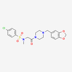 molecular formula C21H24ClN3O5S B4059163 N-[2-(4-Benzo[1,3]dioxol-5-ylmethyl-piperazin-1-yl)-2-oxo-ethyl]-4-chloro-N-methyl-benzenesulfonamide 