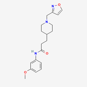 molecular formula C19H25N3O3 B4059175 3-[1-(3-isoxazolylmethyl)-4-piperidinyl]-N-(3-methoxyphenyl)propanamide 