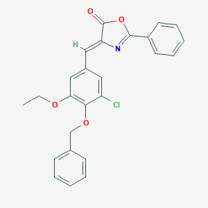 molecular formula C25H20ClNO4 B405918 4-[4-(benzyloxy)-3-chloro-5-ethoxybenzylidene]-2-phenyl-1,3-oxazol-5(4H)-one 