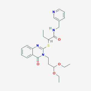 molecular formula C25H32N4O4S B4059193 2-{[3-(3,3-diethoxypropyl)-4-oxo-3,4-dihydro-2-quinazolinyl]thio}-N-(3-pyridinylmethyl)butanamide 