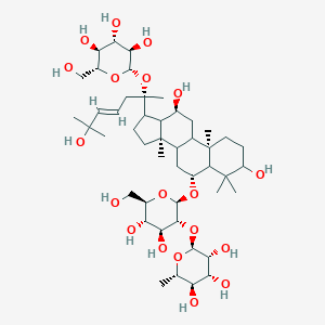 molecular formula C47H80O19 B040592 Dammar-23(24)-ene-3,6,12,20,25-pentaol-(20-O-glucopyranosyl)-6-O-rhamnopyranosyl(1-2)-glucopyranoside CAS No. 125310-00-1