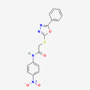 molecular formula C16H12N4O4S B4059208 N-(4-nitrophenyl)-2-[(5-phenyl-1,3,4-oxadiazol-2-yl)thio]acetamide 