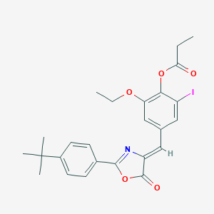 molecular formula C25H26INO5 B405921 4-[(2-(4-tert-butylphenyl)-5-oxo-1,3-oxazol-4(5H)-ylidene)methyl]-2-ethoxy-6-iodophenyl propionate 