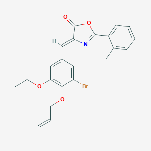 molecular formula C22H20BrNO4 B405922 4-[4-(allyloxy)-3-bromo-5-ethoxybenzylidene]-2-(2-methylphenyl)-1,3-oxazol-5(4H)-one 