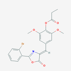 molecular formula C21H18BrNO6 B405924 4-[(2-(2-bromophenyl)-5-oxo-1,3-oxazol-4(5H)-ylidene)methyl]-2,6-dimethoxyphenyl propionate 