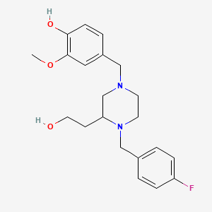 molecular formula C21H27FN2O3 B4059241 4-{[4-(4-fluorobenzyl)-3-(2-hydroxyethyl)-1-piperazinyl]methyl}-2-methoxyphenol 