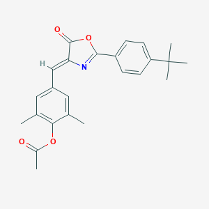 molecular formula C24H25NO4 B405927 4-[(2-(4-tert-butylphenyl)-5-oxo-1,3-oxazol-4(5H)-ylidene)methyl]-2,6-dimethylphenyl acetate 