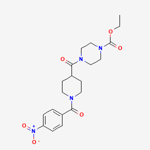 molecular formula C20H26N4O6 B4059284 4-{[1-(4-硝基苯甲酰)-4-哌啶基]羰基}-1-哌嗪甲酸乙酯 