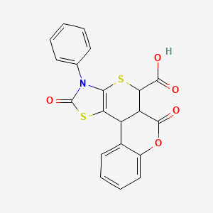 2,6-dioxo-3-phenyl-3,5a,6,11b-tetrahydro-2H,5H-chromeno[4',3':4,5]thiopyrano[2,3-d][1,3]thiazole-5-carboxylic acid