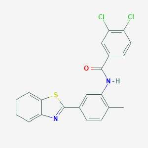 molecular formula C21H14Cl2N2OS B405940 N-[5-(1,3-benzothiazol-2-yl)-2-methylphenyl]-3,4-dichlorobenzamide 