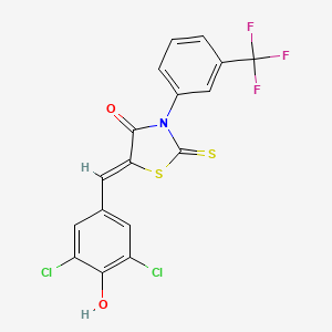 molecular formula C17H8Cl2F3NO2S2 B4059403 5-(3,5-二氯-4-羟基亚苄基)-2-硫代-3-[3-(三氟甲基)苯基]-1,3-噻唑烷-4-酮 