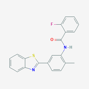 molecular formula C21H15FN2OS B405942 N-[5-(1,3-benzothiazol-2-yl)-2-methylphenyl]-2-fluorobenzamide 
