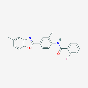 molecular formula C22H17FN2O2 B405943 2-Fluoro-N-[2-methyl-4-(5-methyl-benzooxazol-2-yl)-phenyl]-benzamide 