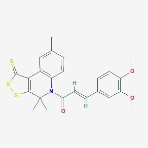 molecular formula C24H23NO3S3 B405947 (E)-3-(3,4-dimethoxyphenyl)-1-(4,4,8-trimethyl-1-sulfanylidenedithiolo[3,4-c]quinolin-5-yl)prop-2-en-1-one CAS No. 330181-31-2