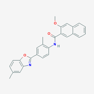molecular formula C27H22N2O3 B405973 3-methoxy-N-[2-methyl-4-(5-methyl-1,3-benzoxazol-2-yl)phenyl]-2-naphthamide 