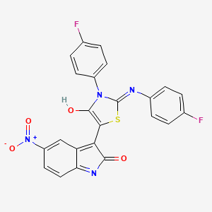 3-{3-(4-fluorophenyl)-2-[(4-fluorophenyl)imino]-4-oxo-1,3-thiazolidin-5-ylidene}-5-nitro-1,3-dihydro-2H-indol-2-one