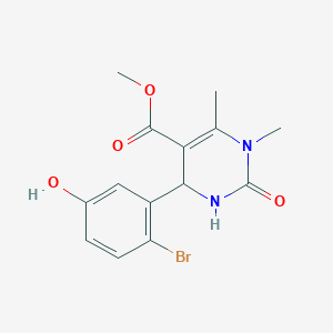 molecular formula C14H15BrN2O4 B4059825 methyl 4-(2-bromo-5-hydroxyphenyl)-1,6-dimethyl-2-oxo-1,2,3,4-tetrahydro-5-pyrimidinecarboxylate 