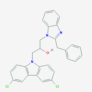 molecular formula C29H23Cl2N3O B405987 1-(2-benzyl-1H-benzimidazol-1-yl)-3-(3,6-dichloro-9H-carbazol-9-yl)-2-propanol 