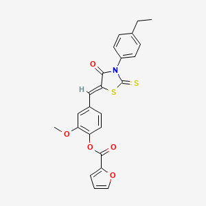 molecular formula C24H19NO5S2 B4059874 4-{[3-(4-乙基苯基)-4-氧代-2-硫代-1,3-噻唑烷-5-亚烷基]甲基}-2-甲氧基苯基 2-呋喃酸酯 