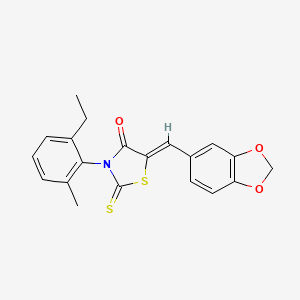 molecular formula C20H17NO3S2 B4059883 5-(1,3-苯并二氧杂环-5-亚甲基)-3-(2-乙基-6-甲苯基)-2-硫代-1,3-噻唑烷-4-酮 