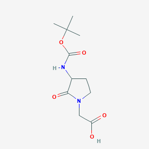 molecular formula C11H18N2O5 B040600 2-(3-(tert-Butoxycarbonylamino)-2-oxopyrrolidin-1-yl)acetic acid CAS No. 116339-45-8