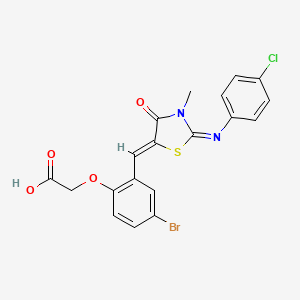 [4-bromo-2-({2-[(4-chlorophenyl)imino]-3-methyl-4-oxo-1,3-thiazolidin-5-ylidene}methyl)phenoxy]acetic acid