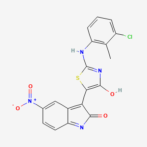 3-{2-[(3-chloro-2-methylphenyl)imino]-4-oxo-1,3-thiazolidin-5-ylidene}-5-nitro-1,3-dihydro-2H-indol-2-one