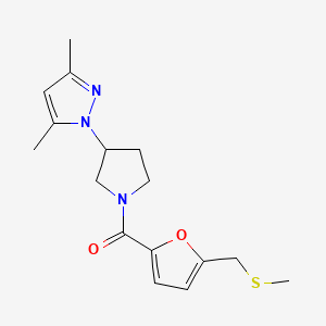 molecular formula C16H21N3O2S B4060127 3,5-dimethyl-1-(1-{5-[(methylthio)methyl]-2-furoyl}pyrrolidin-3-yl)-1H-pyrazole 